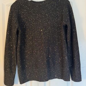 LOFT Black Metallic Sparkle Crewneck Sweater